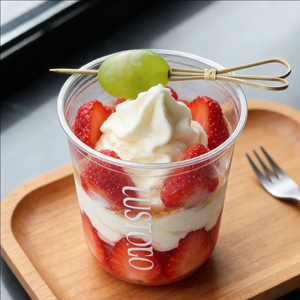 Vasos de Plástico de Pared Simple para Postres, 125 ml, 90 mm de Diámetro, Diseño Moderno con Logotipo y Fresas para Servir Postres - Product Image 6