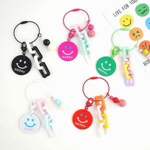 Smiling Face Mirror Acrylic Key Chain Multiple Colors Pendant Ins Style Cute Car Keychain