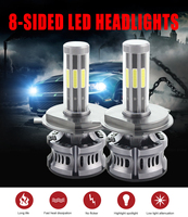 POPNOW Système d'Éclairage Auto 6 Côtés 3 Couleurs Ampoule Phare LED H4 H7 Xénon Autres Accessoires de Phares Luces LED pour Voiture