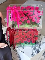 Boîte de rangement carrée multifonctionnelle multicouche en acrylique transparent personnalisée, boîte cadeau pour la Saint-Valentin, boîte florale DIY
