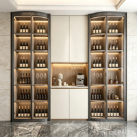 Meuble Bar à Vin Moderne en Bois Massif Blanc et Or avec Porte Vitrée, Taille Personnalisée, Présentoir à Liqueurs pour la Maison