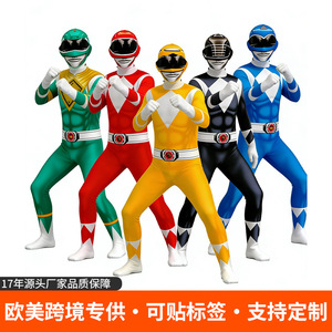 Nouveau Costume de Power Rangers Rouge pour Hommes, Combinaison Intégrale, Costume de Fête d'Halloween, Cosplay, Combinaison Zentai - Product Image 4