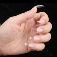 TSZS Offre Spéciale demi-couverture ABS 10 taille ongle pointe courte canard conception faux ongles conseils Transparent faux ongles Art pointe