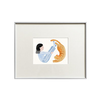 Peinture décorative moderne inspirée d'Instagram de style coréen pour chaton, cadre argenté, art mural pour salon, chambre à coucher, salle à manger