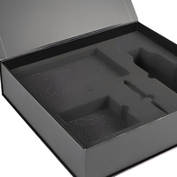 Boîte rigide de luxe noire à fermeture magnétique en forme de livre, avec plateau en mousse EVA découpé sur mesure, emballage cadeau pour outils et gadgets