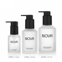 Flacon de soin de la peau en verre givré de 60 ml, 125 ml, 200 ml, flacon de lotion pour huile corporelle, flacon de nettoyant pour le visage avec pompe pour emballage cosmétique