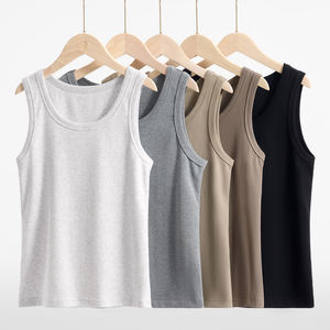 Dames Zomer Tanktop Hot Girl Geïnspireerd Eenvoudig Bovenkleding Hemdje 95% Katoen 5% Spandex Slim Fit Basic Tanktop - Product Image 2
