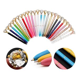 Best Selling Metal Diamond Rhinestone Crystals Pen With Custom <b>Rose</b> Gold Big Gemstone Stone on the <b>Top</b> and Ball Ballpoint Gift - Product Image 2