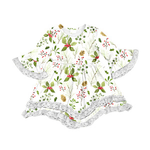 Vestido de Manga Larga con Volantes de Encaje y Estampado para Niña Pequeña, Estilo Campana, Ideal para Fiestas - Product Image 4