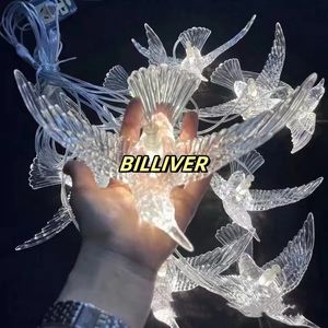 Décoration de mariage 10 têtes lustres d'oiseaux volants lumineux transparents pour hôtel salle de mariage décoration lumières en gros - Product Image 6