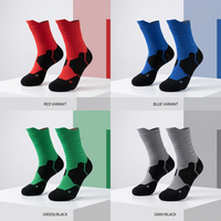 Chaussettes de sport pour hommes, mi-longues, pour le badminton, la course à pied (marathon), avec semelles épaisses en tissu éponge, anti-odeurs, pour l'automne, le printemps et l'été