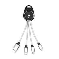 Çok şarj kablosu anahtarlık şarj aleti kablosu aydınlık logolu, 3 in 1 çoklu USB C hızlı şarj Combo IOS/tip C/USB A/USB C