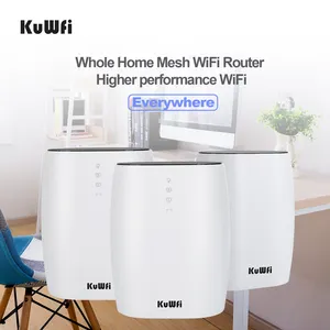 无缝漫游KuWFi 3600Mbps dc 12v电源wifi覆盖智能wifi系统网状路由器，带6个内部天线