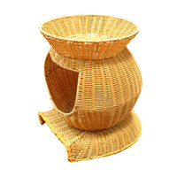 Panier pour animaux de compagnie à double couche, écologique, durable, en rotin PP tressé, résistant aux griffures, lavable, ventilé, pour chatons d'intérieur