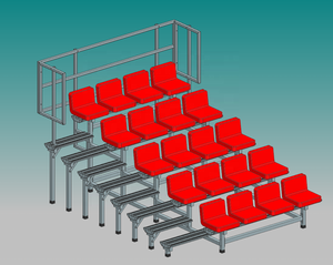 Folding Stadium Seats Blue Metal Bleachers Outdoor Foldable Grandstands - Product Image 1