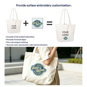 Custom Letter Print Canvas Tote Recycle Material, Zippered & Pocketed Personalized Large Shopping <b>Bag</b> With Logo Size Options - Product Image 4