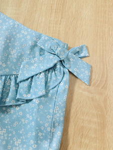 Set pakaian perempuan isi 2 potong, pakaian celana pendek tanpa lengan Motif bunga untuk anak usia 8 tahun - Product Image 4