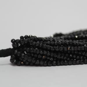 3mm 4mm Natural AAA Black Spinel Faceted Rondelle Gemstone Beads Strands for Jewelry Making Necklaces Bracelets Bulk Supplier - Product Image 1