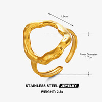 Europäischer und Amerikanischer Mode-Ring aus Edelstahl mit Einfachem und Unregelmäßigem Geometrischem Ellipsen-Design, 18K Vergoldet, Titanstahl