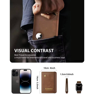 Porta Pasaportes Bifold para Hombre con Ranura para <span class=keywords><strong>AirTag</strong></span>, Correa Multifuncional para Rastreo y Prevención de Pérdidas - Product Image 4