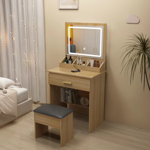 Ensemble coiffeuse de maquillage moderne et compact avec lumières, miroir et chaise pour chambre à coucher – Designs populaires à prix abordable - Product Image 1
