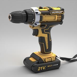 สว่านไร้สายสีเหลือง 21V แบตเตอรี่ลิเธียม หัวจับดอกสว่านแบบไม่ใช้กุญแจ สำหรับเจาะไม้ โลหะ คอนกรีต เครื่องมือไฟฟ้า DIY - Product Image 2
