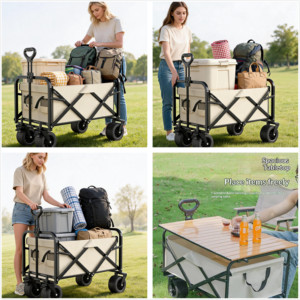 Navyice <b>Foldable</b> <b>Camping</b> Cart 175kg Load 12 Bearing Pro System 170mm Wheels Dining <b>Table</b> Top 40HQ FCL Bulk Wholesale - Product Image 4