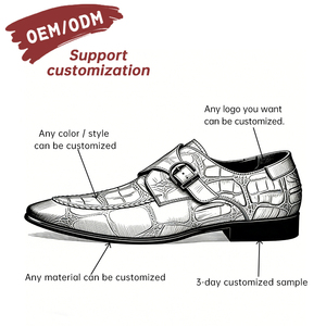 OEM Custom-made Cowhide <b>Flat</b> Animal Print Formal Business Men's Slip-on Loafers British Top-grain Embossed Buckle Comfort Autumn - Product Image 3