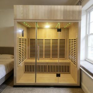 Sauna di Lusso per Interni 2-3 Persone in Legno di Hemlock <span class=keywords><strong>con</strong></span> Controllo WiFi, Sauna a Infrarossi per Uso Domestico, <span class=keywords><strong>Hammam</strong></span> Esterno, <span class=keywords><strong>Spa</strong></span> Domestica - Product Image 1