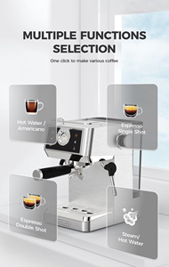 Machine à café semi-automatique, système d'extraction 58 mm, pression 20 bars, panneau tactile, programmable, acier inoxydable, expresso multifonction - Product Image 6