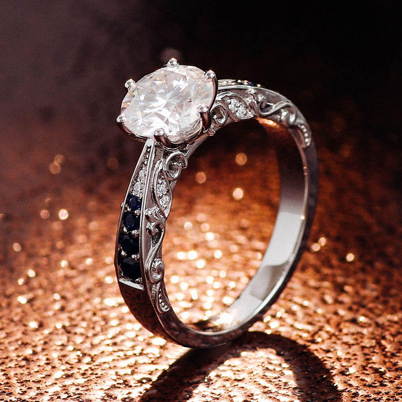 Bague en or massif 18 carats avec diamant moissanite véritable