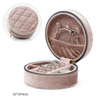 Nouvelle boîte à bijoux ronde élégante pour le voyage avec rangement pour bracelets, logo personnalisé en relief, motif matelassé