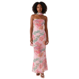 Nuevo Vestido Maxi de Verano para Mujer, Sexy, Ajustado, Estilo Sirena, Floral, con Cuello Halter, Espalda Descubierta, Casual, Elegante, para Diario, Fiestas, Vacaciones - Product Image 3