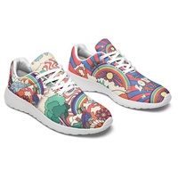 Chaussures de golf formelles personnalisées, motif arc-en-ciel montagne, maille respirante, légères, été/printemps, design personnalisé, pour la marche quotidienne