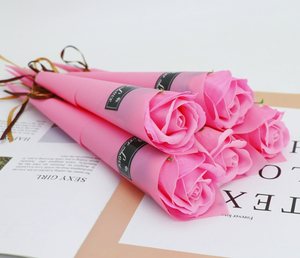 Bouquet di Rose di Sapone per San Valentino, Fiori Artificiali a Stelo Singolo, Boccioli di Rosa Simulati - Product Image 5