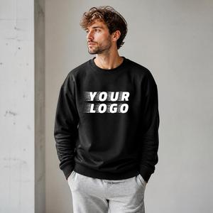 Sweat-shirt à logo personnalisé, coupe décontractée, style streetwear, sweat-shirt à col rond, mode urbaine, haut pour homme, sweat-shirt noir premium - Product Image 1