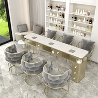 Table de manucure élégante, élégante, chic, minimaliste, avec bureau en marbre, pour salon de beauté, ongles