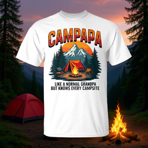 T-shirt da campeggio Campapa a maniche corte, girocollo unisex, stampa digitale, design outdoor - Product Image 3