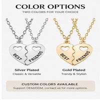 Vente en gros de colliers personnalisés pour meilleures amies, ensemble de colliers avec pendentif en forme de cœur assorti, collier d'amitié pour femmes et filles, bijoux en cadeau, OEM ODM