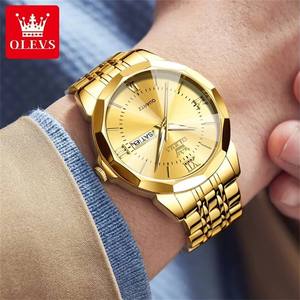 Relojes de Pulsera 9989 con Calendario Semanal, Relojes de Cuarzo Luminosos para Hombre, Regalo, Esfera Redonda, Correa de Acero Inoxidable - Product Image 4