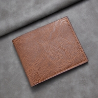 Dompet pendek kulit lembut pria, krfid RFID ramping pemegang kartu bisnis desainer, dompet koin, kartu kredit ID, klip uang