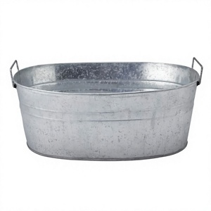 Bañera para Bebidas Galvanizada de Estilo Rústico, Gran Capacidad de 10 Litros, con Asa, Cubo de Hielo Metálico Hecho a Mano para Decoración de Fiestas - Product Image 1