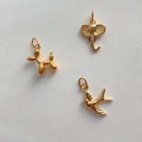 EManco Breloques et pendentifs en acier inoxydable plaqué or, motifs animaux (serpent, éléphant, chien ballon, oiseau), avec anneaux de jonction, pour la création de bijoux DIY