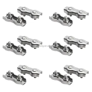 M3 Stainless Steel Duplex 2-Post Cable Clamp Wire Rope Clip Cable Clamp for 3/32" Wire Rope Strong Mini Camps Solid Wire Lock