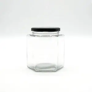 2Oz 4Oz 6Oz 9Oz 12Oz Ovale Mini Hexagon Glas Snoep Potten Bulk Prijs Met Deksels voor Verkoop