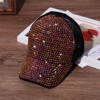 Gorra de béisbol estilo coreano con malla de diamantes de imitación, transpirable, protección solar, gorra de camionero brillante de verano para mujer