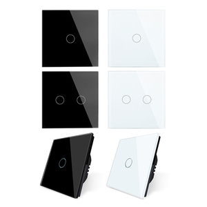 Cnskou giá tốt EU/UK 1/2/3gang Tempered Glass Dây duy nhất điện dung 12V tường cảm ứng ánh sáng Thiết bị chuyển mạch điện Trung Quốc ổ cắm - Product Image 1