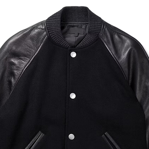 Chaqueta Varsity de Lana de Alta Calidad para Hombre, Ecológica, Resistente al Viento, de Lana y Cuero Genuino - Product Image 6