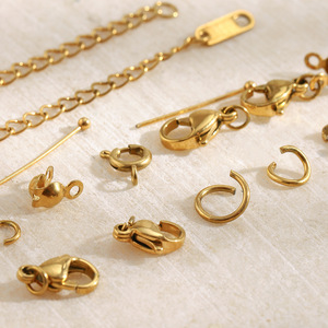 Fermoirs de bijoux personnalisés en gros, plaqués or 18 carats, en acier inoxydable, fermoirs à ressort et anneaux de jonction <span class=keywords><strong>pour</strong></span> la création de bijoux DIY - Product Image 3