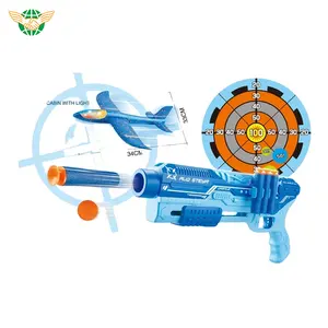 5 in 1 Multifunctional educational shoot play set toys plane launcher gun toy sports toy with light